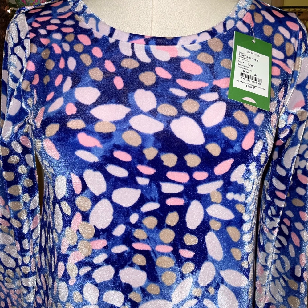 Lilly Pulitzer Olive Velour Dress Sparkling Grotto Size XXS ,XS - Picture 4 of 16